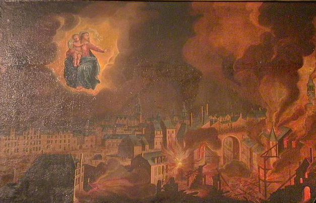 Voeu fait à Notre-Dame de Bonne Nouvelle par les habitants des Lices, rues St Louis, St Michel, place Sainte Anne, préservées de l'incendie du 22 décembre jusqu'au 30 décembre 1720